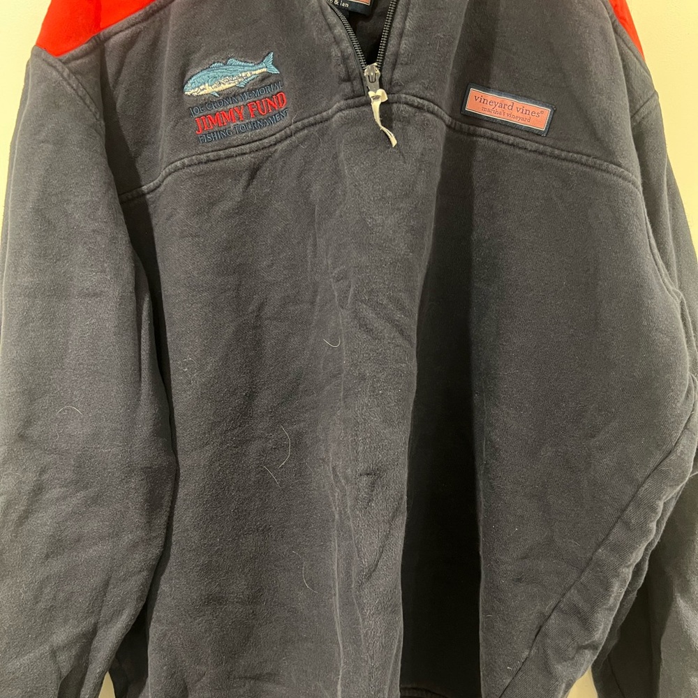 Vineyard Vines Gray and Red Half-Zip Pullover